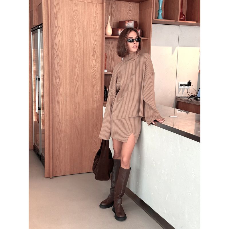 Romantic Love Charming French Atmosphere Gentle Elegant Lazy Sweater + Split Skirt Two-piece Set