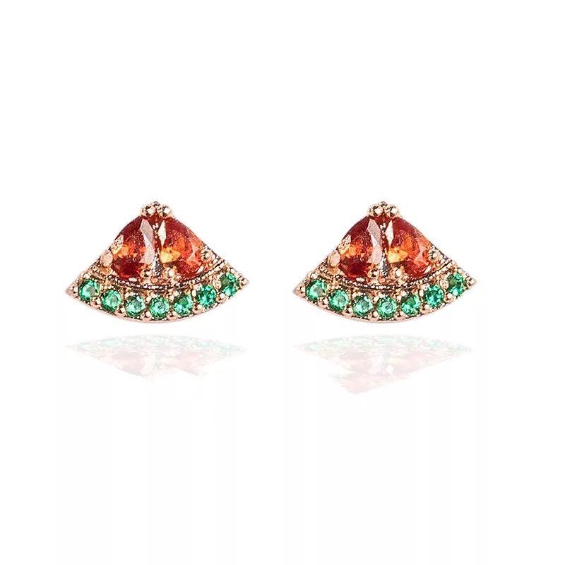 Tropical Fruit Zircon No-Piercing 925 Silver Stud Earrings – Lightweight Luxury Dangles for Women