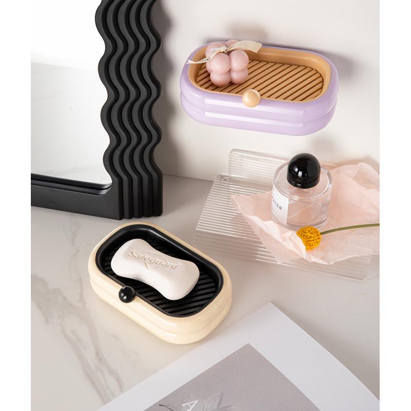 Suction Cup Wall-Mounted Soap Rack: Punch-Free, Creative Drain Design, No Water Accumulation, Home Storage Solution