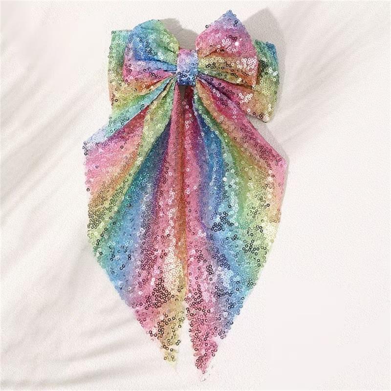 Glittering Sequined Hair Bows for Women Girl Daily Formal Occasion Wear Evening Party Accessories Headpiece Photo Props