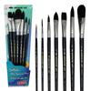 7-Piece Watercolor Artist Brush Set - Synthetic Squirrel Hair Art Paint Brushes for Watercolor, Acrylic, and Gouache Painting