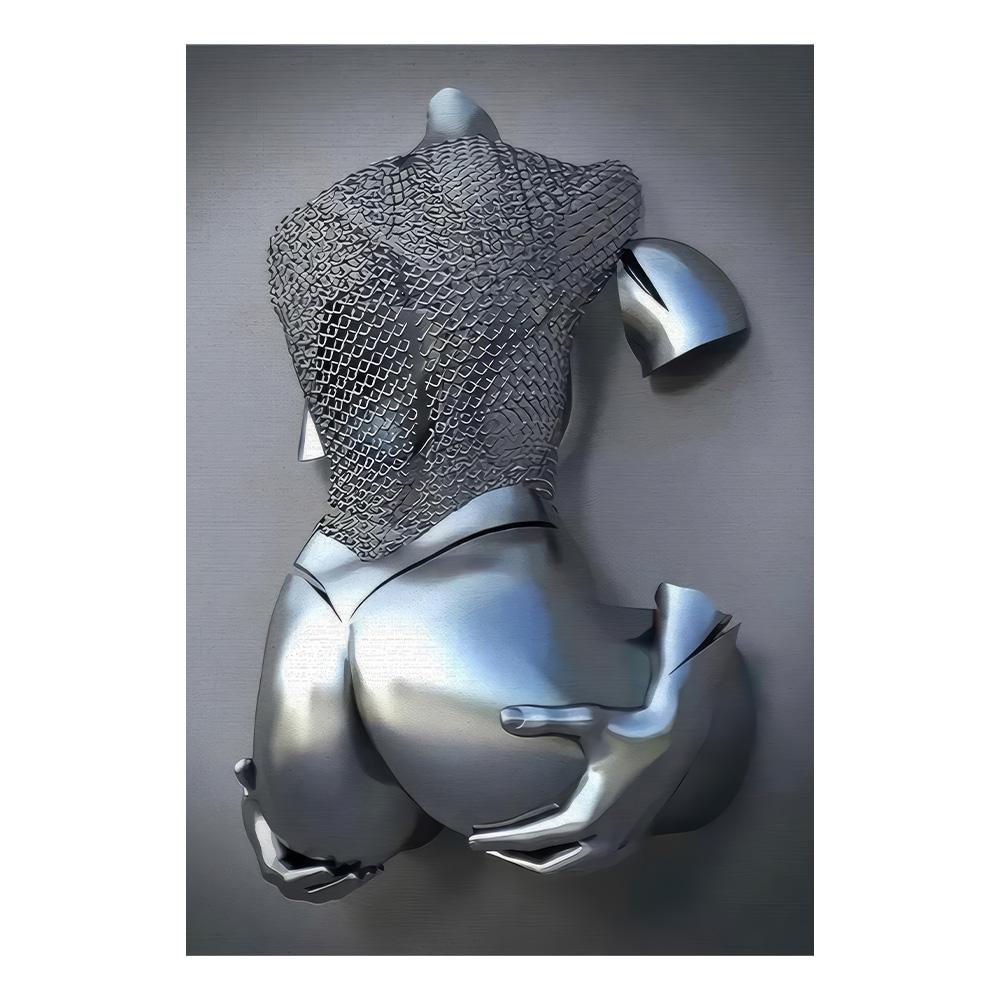 Gold and Silver Figure Statue Canvas Painting Poster Prints Romantic Lovers Pictures Modern Wall Art Home Decor