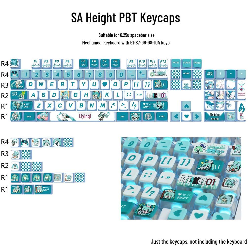 Four-Sided Translucent Color Keycaps for Customized Mechanical Keyboard