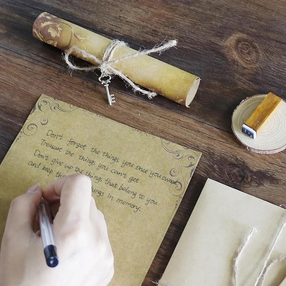 Europe Style Kraft Envelope Letter Paper With Rope Vintage Letter Message Pad Wedding Letter School Stationery Writing Supplies