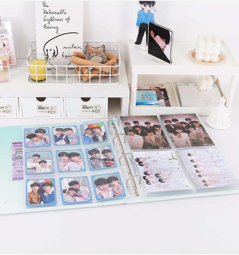 Sweet Heart Cutout Binder A4 Macaron Gradient Card Album D-Ring Loose-Leaf Cute Photocard Holder for K-Pop Idol Photo Collection