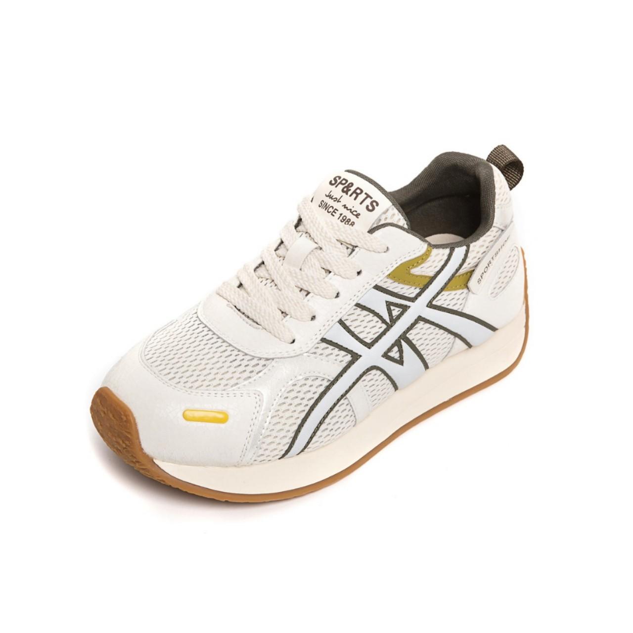 

Leather women s little white shoes, new single-net breathable sports and leisure shoes, versatile thick soles 35 бежевый