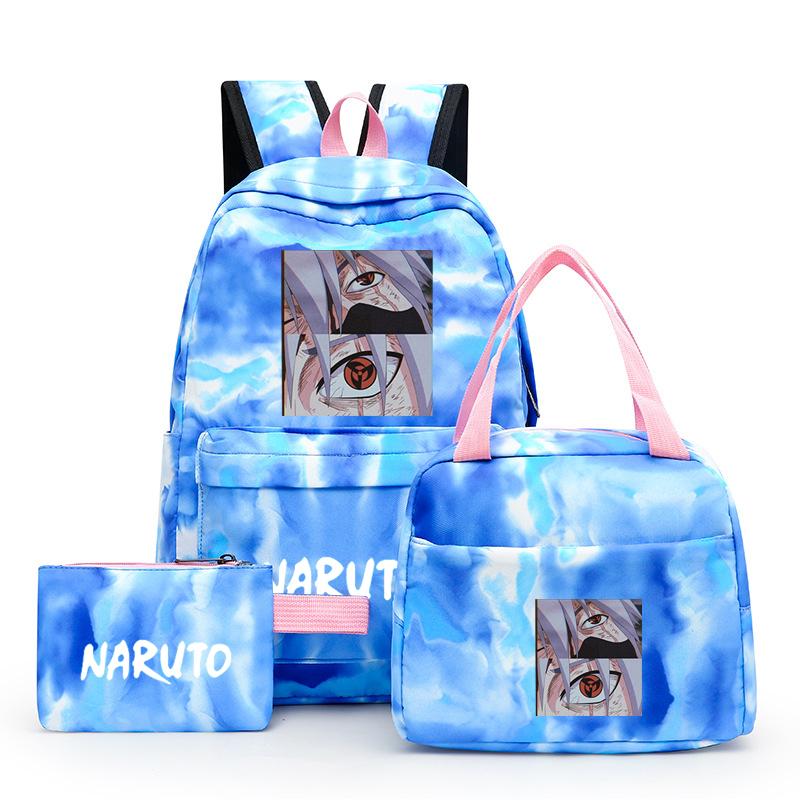 3-teiliger Schulrucksack für Mädchen Y2K mit Lunch-Taschen, Studenten-Taschen-Set, Kinder-Stifttasche, zurück zur Schule, Anime-Leinwand-Rucksack