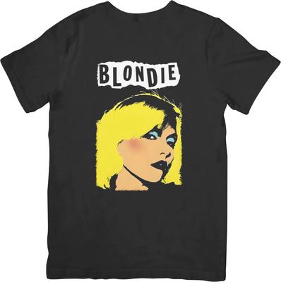 Blondie Music Unisex Strih pre Mužov & Ženy Kvalitné Bavlnené Tričko Čierne