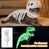Pet Photography Prop Dinosaur Skeleton Costume, Glow-in-The-Dark 3D Apparel, Halloween Holiday Party Dog Clothes Dino Outfit for Dogs Cats,