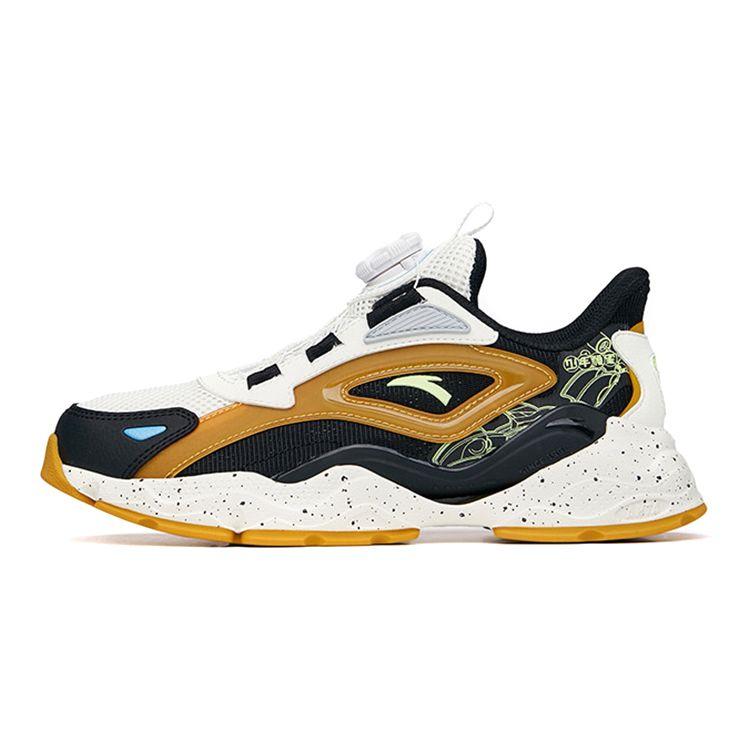 Anta Comfortable Versatile Non-Slip Shock Absorbing Wear-Resistant Kids Casual Shoes Kids Casual Shoes Black White Yellow 312228808-4