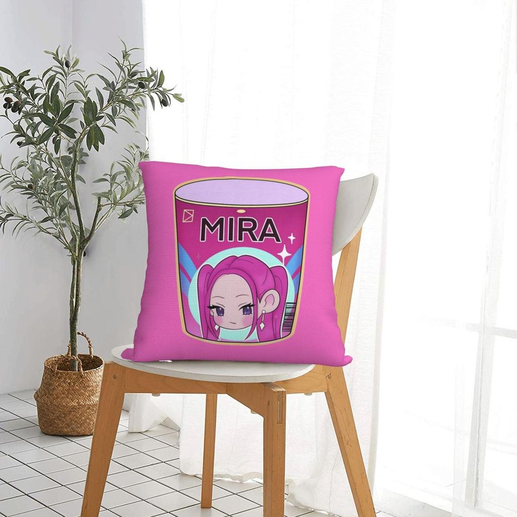 Kawaii Mira Ramen Cup Throw Pillow Cover Decorative Pillow Kpop Demon Hunters Huntrix 45*45Cm Pillowcover Home Decor