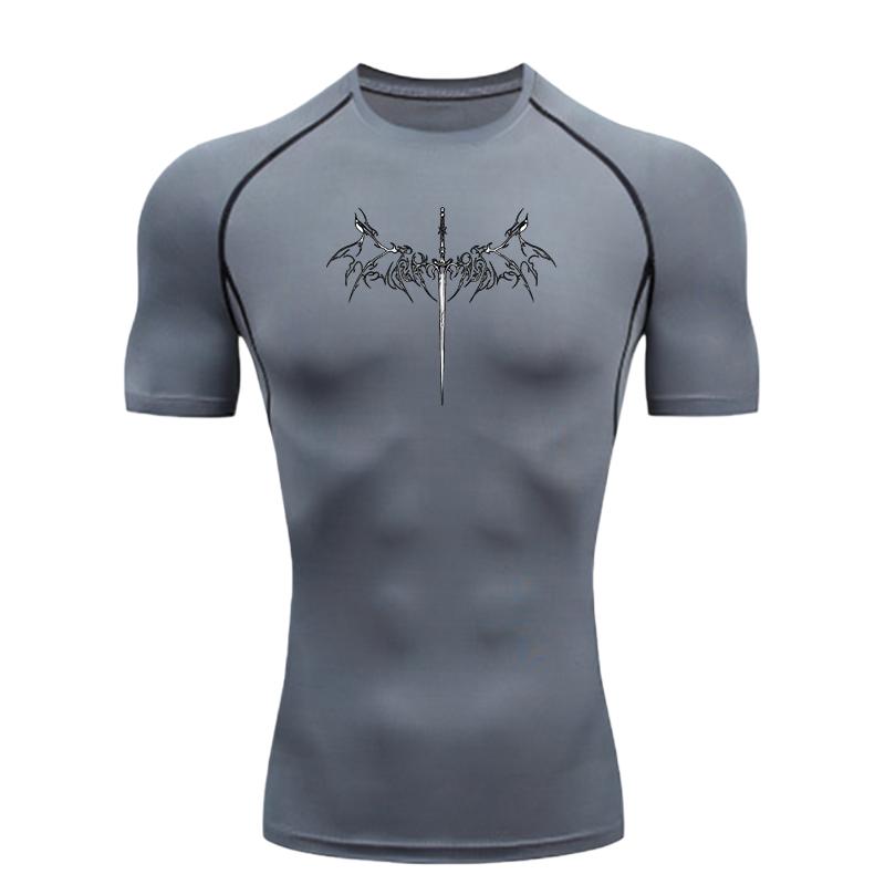 Men's Sports T-shirt Training Fitness Compression Workout  Rashguard Tops Quick Dry Short Sleeve Breathable High Elasticity Gym