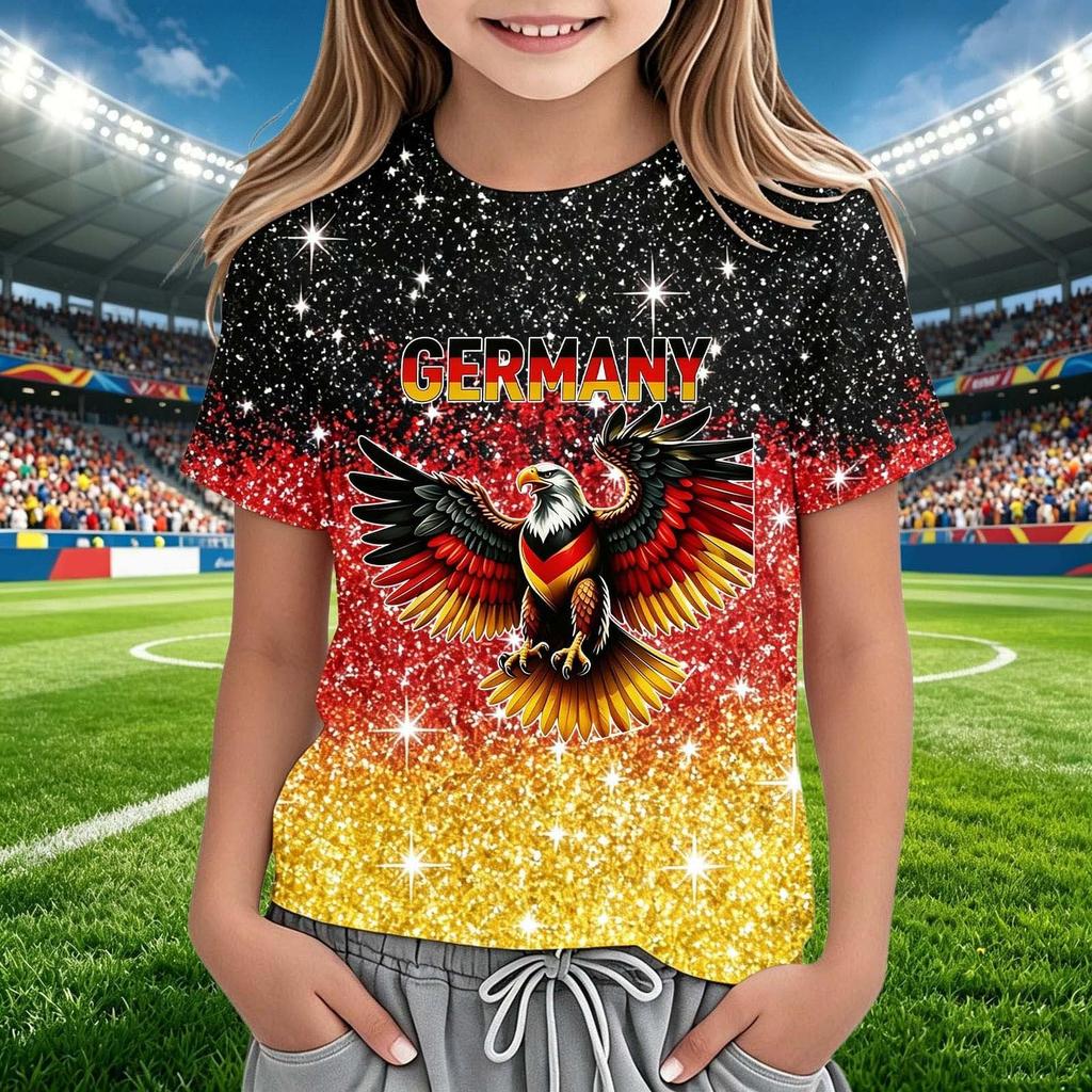 Kids Crew Neck Short Sleeve Soccer Fan Shirt World Cup Supporter Tee Lightweight Breathable Comfortable Fit Youth Top