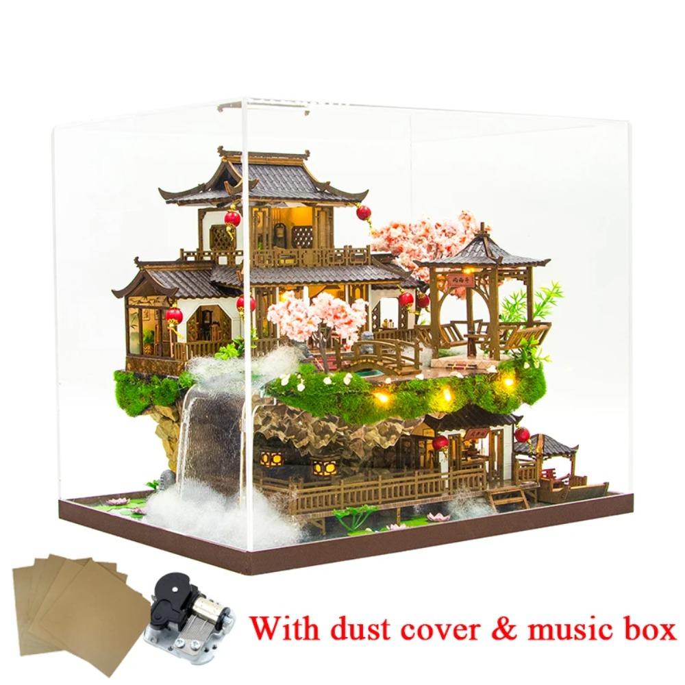 Dřevěné domečky pro víly pro kutily Miniaturní stavebnice Starověký čínský domeček pro panenky Casa s nábytkem 3D puzzle jako dárky pro přátele