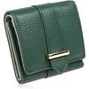 LS LASIEM Genuine Leather Two-Tone Mini Wallet for Women, Tri-Fold, Folding Wallet, Genuine Leather, Small, Compact, Coin Purse, Card Case, Moss