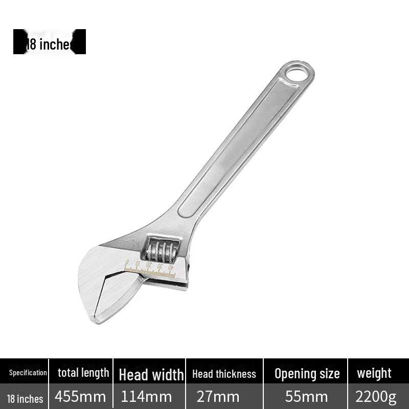 Adjustable Steel Wrench - Movable Jaw, Sizes: 6", 8", 12", 15", 18