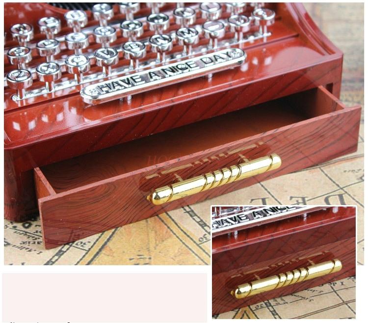 Vintage Imitation Wooden Music Box Eight-Tone Box Birthday Gift Girls Give Mother Children'S Typewriter Creative Gift