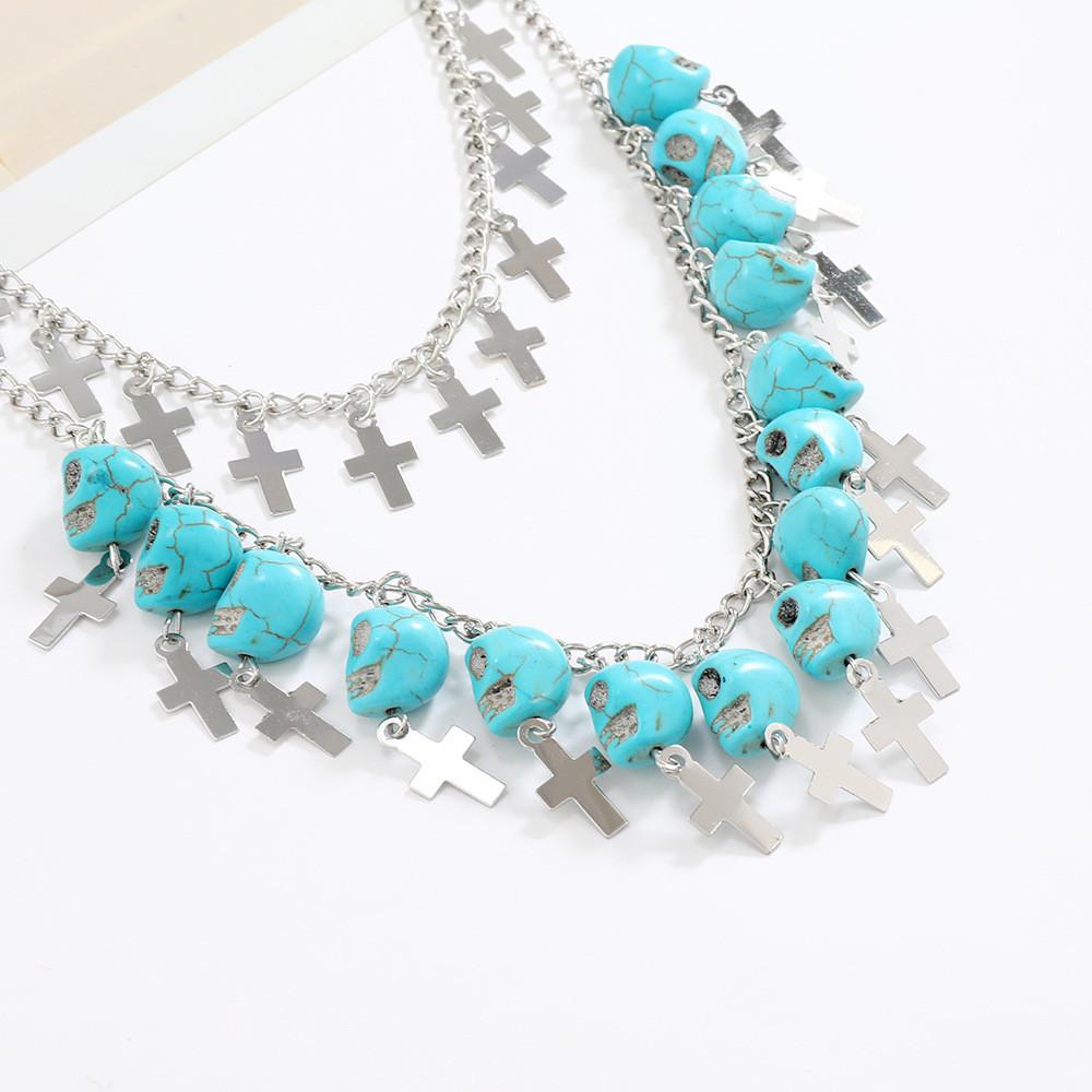 Cross Skull Halloween Jewelry Electroplated Alloy Pendant For Accessory Costume