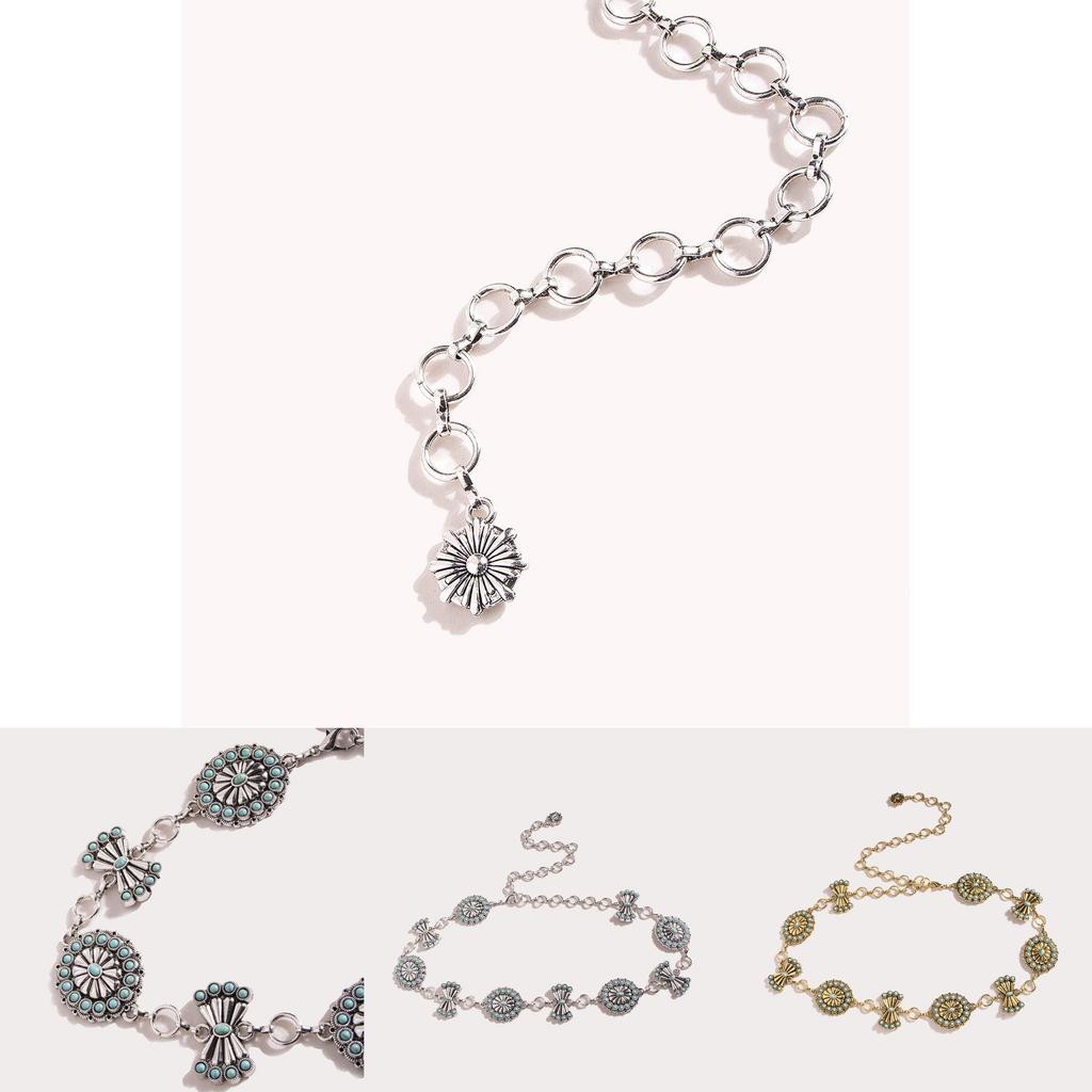 Gold And Silver Metal Waist Chain With Turquoise Decor For Womens Palace Inspired Fashion