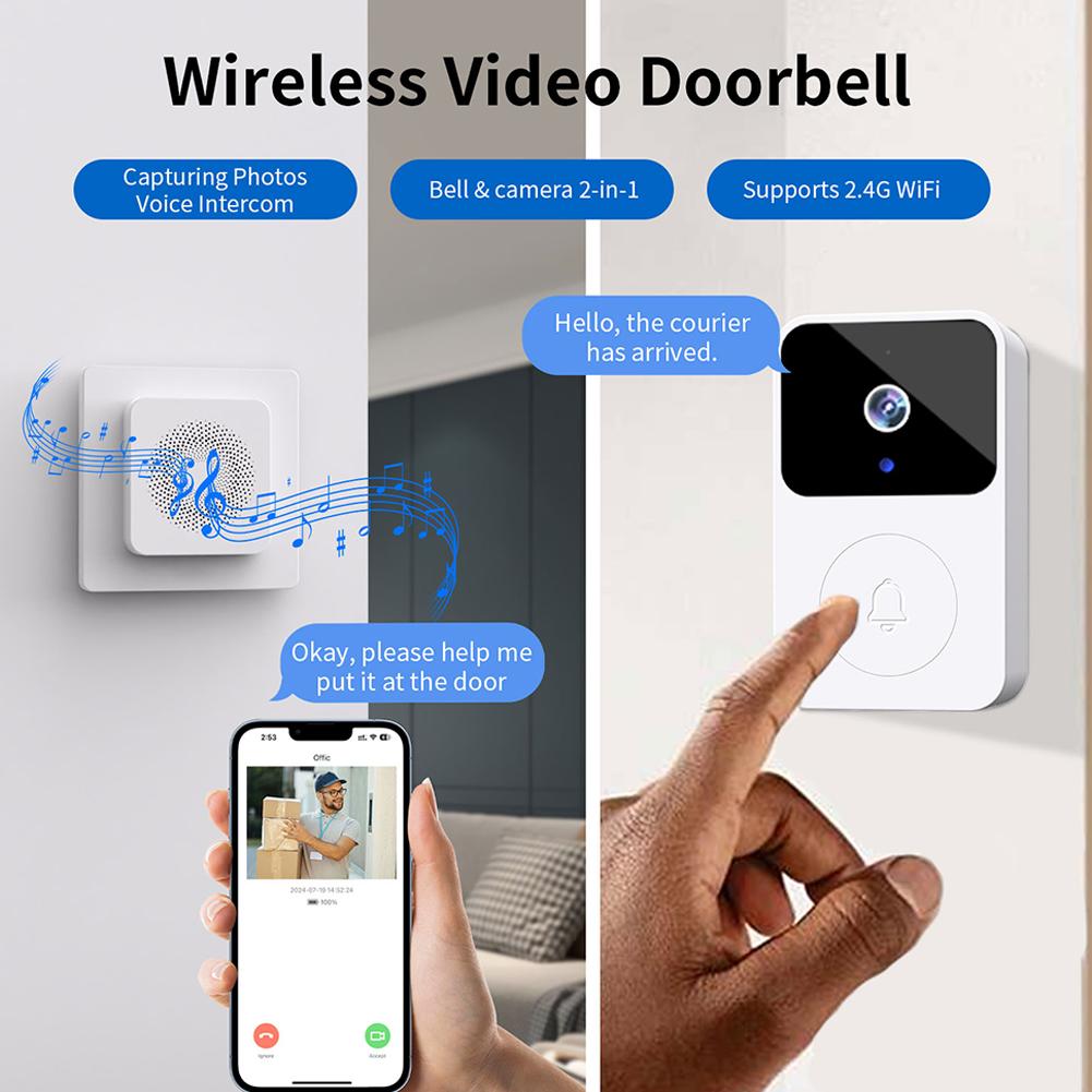 2.4GHz WiFi Wireless Video Doorbell IR Night Vision Doorbell Camera APP Control Home Door Bell for Home Security Alarm System