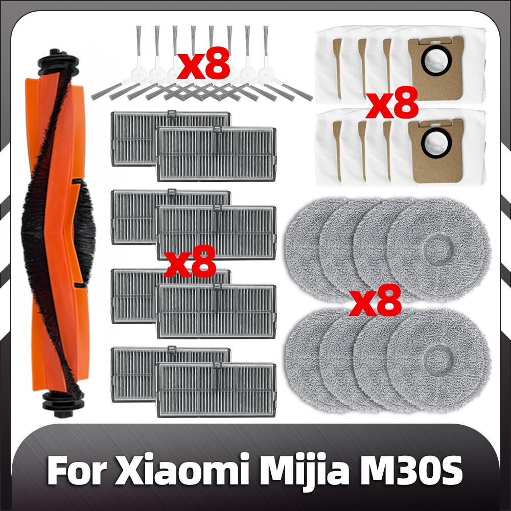 Compatible for Xiaomi Mijia M30s Replacement Main Side Brush HEPA Filter Mop Pads Dust Bags Spare Parts Accessories