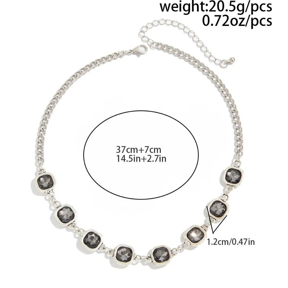 Luxury Charm Shiny Black Acrylic Diamond Choker Collarbone Necklace Bracelet Earrings Rings for Women Jewelry Accessories Gift