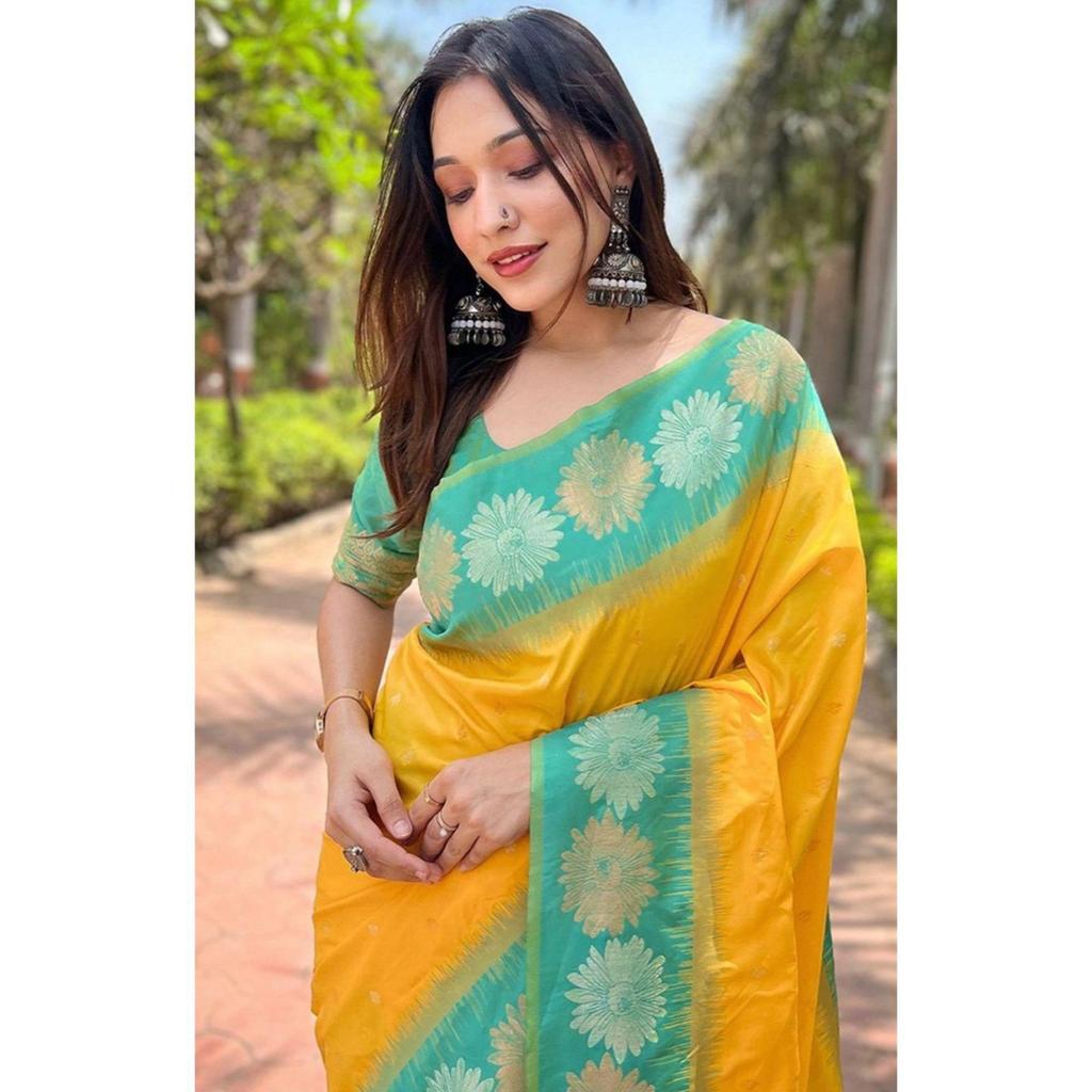 Lindo trabalho Zari em forma de motivos tradicionais.  elegantemente decorado com um magnífico tecido Jacquard Sólido que confere um visual perfeito ao conjunto.