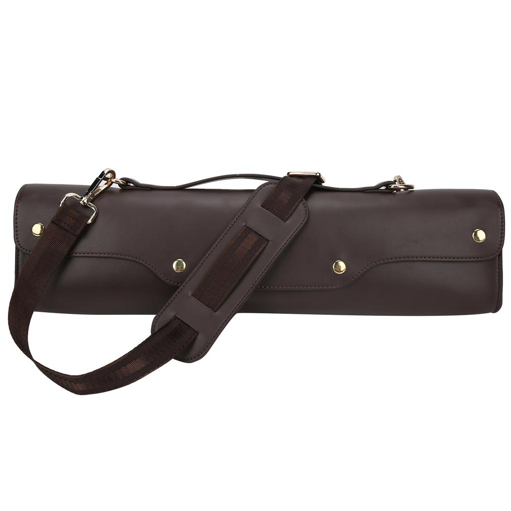 Flute Carrying Bag Hand Synthetic Leather Wind Instrument Storage Case with Shoulder StrapBrown