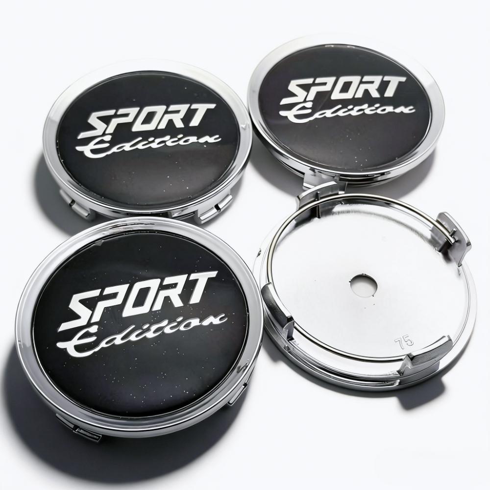 

4pcs Black Silver Sport Edition Logo Badge Emblem Car Wheel Center Caps 75MM 70MM Wheels Hub Cap Rim Hubcaps Cover Accessories Sport Edition Badge&4pcs 75 Wheel Caps