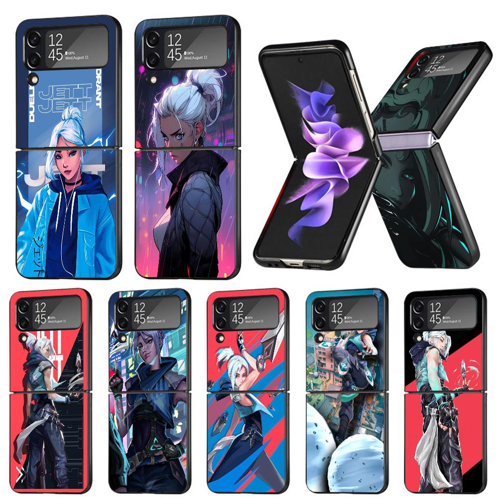 Valorant Jett Phone Case For Samsung Galaxy Z Flip7 Flip6 5G Flip5 Flip4 Flip3 ZFlip 7 6 3 4 5 Shockproof Back Cover Galaxy Z Fl