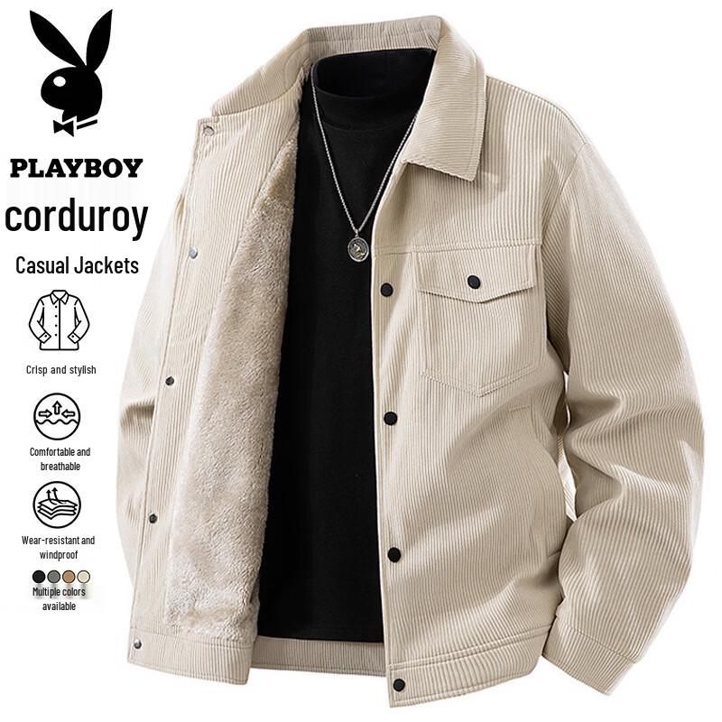 PLAYBOY Men's Corduroy Casual Loose Jacket
