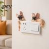 Cute Frenchie Room Decor 3D French Bulldog Resin Light Switch Cover, Cartoon Dog Wall Socket Art Decal Decor, Self-Adhesive Animal Plate Sticker