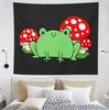 Cute Frog Tapestry Mushroom Tapestries Cartoon Animal Wall Hanging Tapestry for Girl Teen Funny Bedroom Living Room Dorm Decor