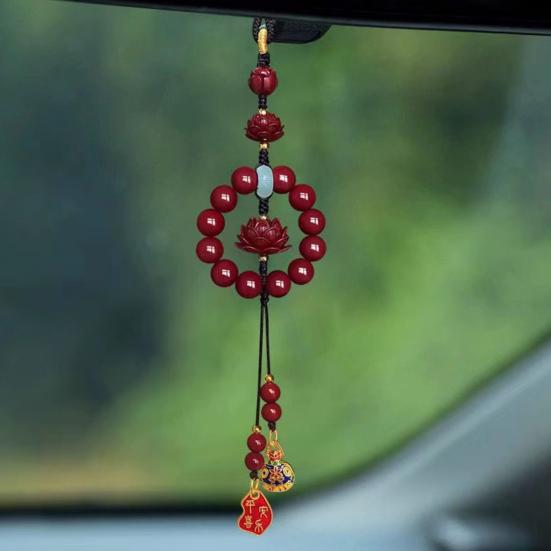 Automobile Pendant Beads Flower Charm Decorative Key Pendant Car Interior Decor Auto Hanging Accessory