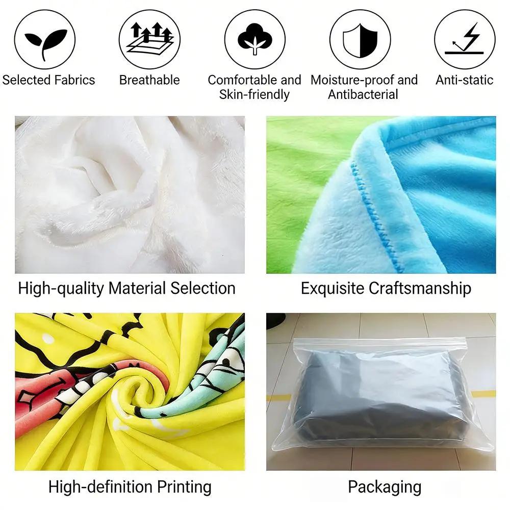 Œuvre d'art Fleur Souriante Takashi Murakami Couverture Légère 240g Flanelle Douce Agréable pour la Peau Refroidissement d'Été