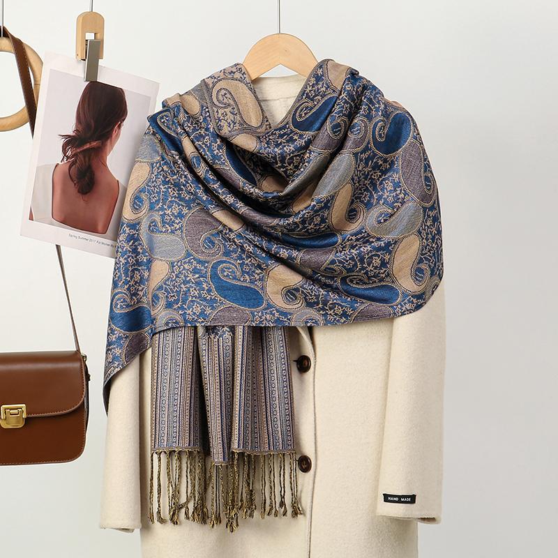 Foulard Paisley Imprime Design Hijabs Pour Femme Cachemire Pashmina Chale Dame Enveloppement Chaud Hiver Foulards Femme