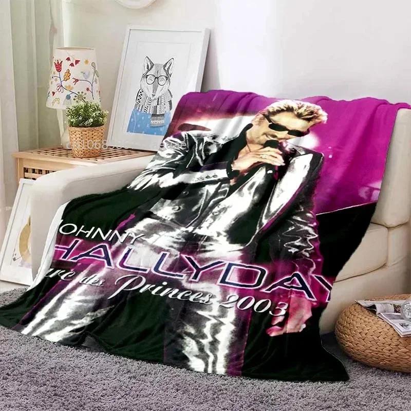 Rock Star Johnny Hallyday Flannel Blanket Rock'n Roll Soft Cover Lightweight Warm Plush Bed Sofa Chair Blanket