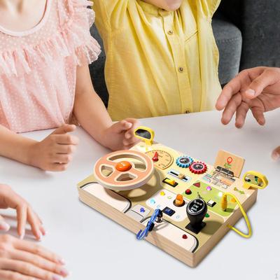 Lights Switch Busy Board Montessori Toy Analog Steering Wheel Age 3 + Children Developmental Kids