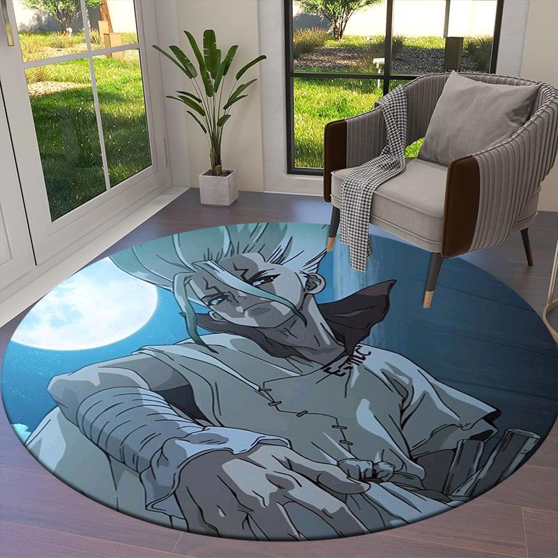 Dr. Stone Round Area Rug,Carpet Rug for Living Room Bedroom Sofa Playroom Decor,Non-slip Floor Mat5