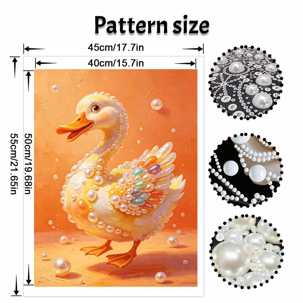 Adorable Pearl Duck Pattern Framed Pearl Painting Kit DIY 3D Sparkling Bead Canvas Art Relaxing Handmade Craft Gift for Women