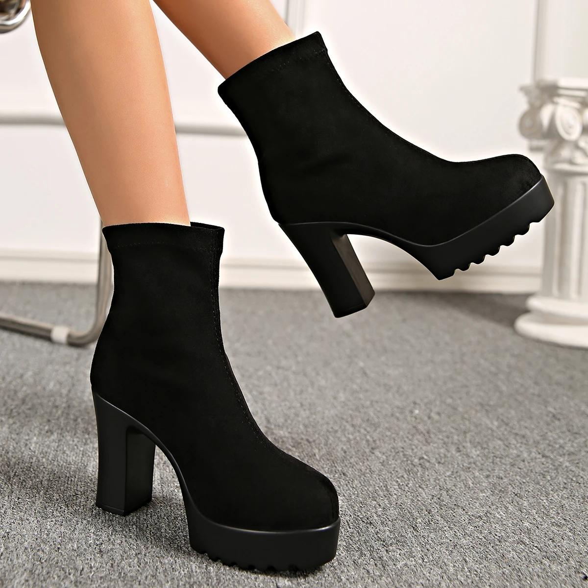 

Fashionable/Comfortable New Wear-resistant Mid Length Boots Winter Round Toe Sexy/Elegant Casual Warm High-heeled Women s Boots 35