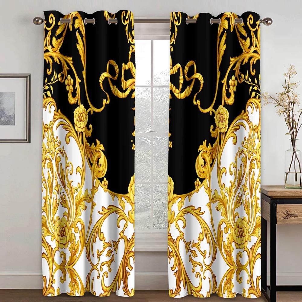 Newest Famous Golden Digital Printed Curtains European style Premium Drapes Custom Luxury Living Area Window Drapes