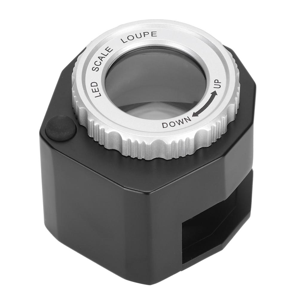 30X Metall Lupe LED UV Licht Vergrößerungsglas mit Skala zur Geldscheinprüfung Schmuck Schwarz