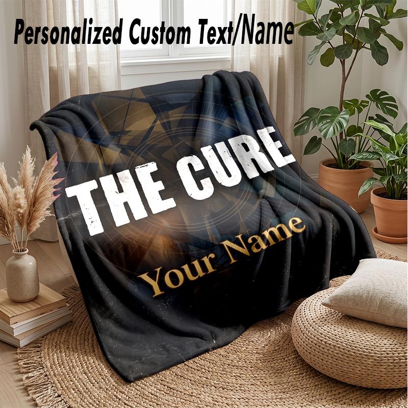 The Cure Custom Flannel Throw Blanket Print Your Name Text Soft Warm Blanket Holiday Present