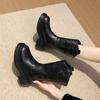 Fashion 2024 Hot Sale Women's Shoes Mid-Calf Women's Boots Classics Modern Boots Women Embroidery Round Toe Med Heel Slip On Shoes Women