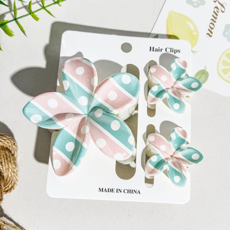 Printed Flower Clip Set High-end Seaside Vacation Flower Hair Clip Shark Clip Hair Accessory
