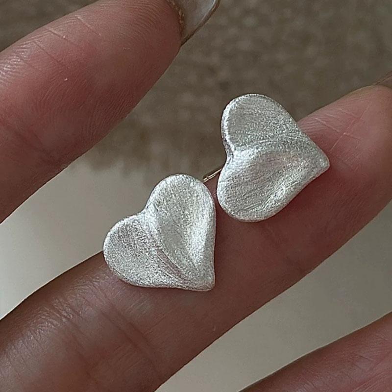

925 Sterling Silver Vintage Earrings For Women Trendy Simple Shinng Heart Earring Jewelry Prevent Allergy Party Accessories