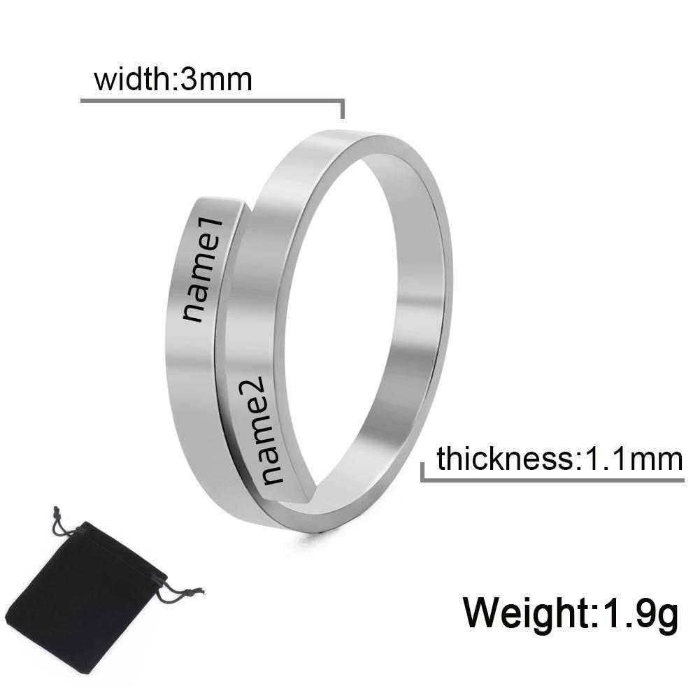Customized personalized couple name ring stainless steel adjustable ring winding twist ring geometric ring couple jewelry resizable