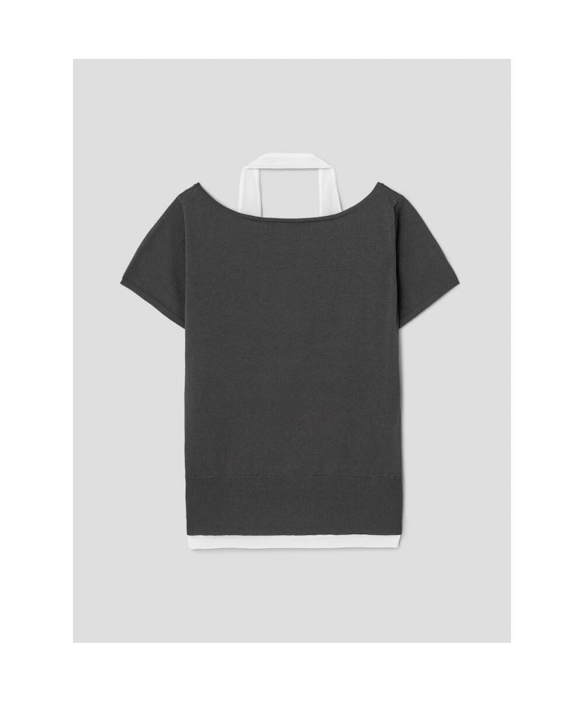 8SECONDS Halterneck Layered Pullover - Gray