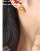 Niche French Geometric Rose Zirconia Hoop Earrings - Colorfast Titanium & Stainless Steel Jewelry for Women